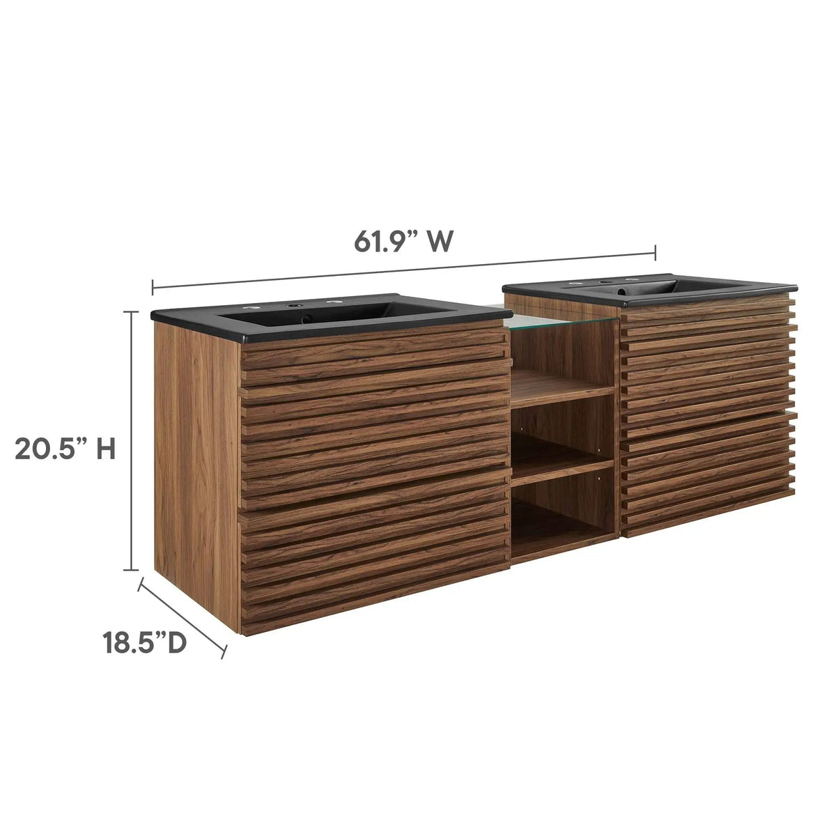 Render 62" Wall-Mount Double Sink Bathroom Vanity by Modway by HouseOfZazla