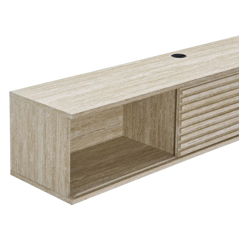 Render 70" Faux Travertine Wall-Mount Media Console TV Stand by HouseOfZazla