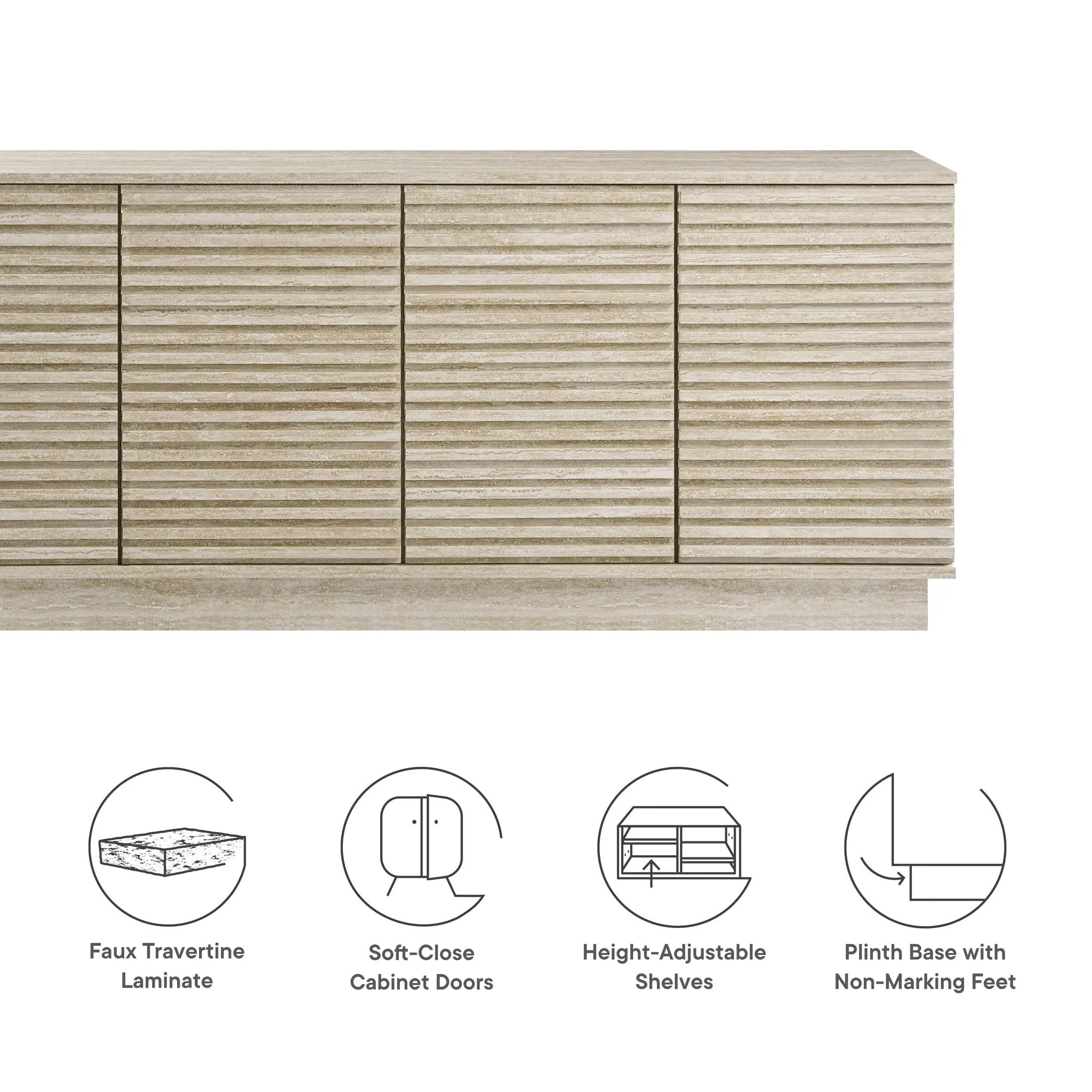 Render 70" Faux Travertine Sideboard Cabinet TV Stand by Modway by HouseOfZazla