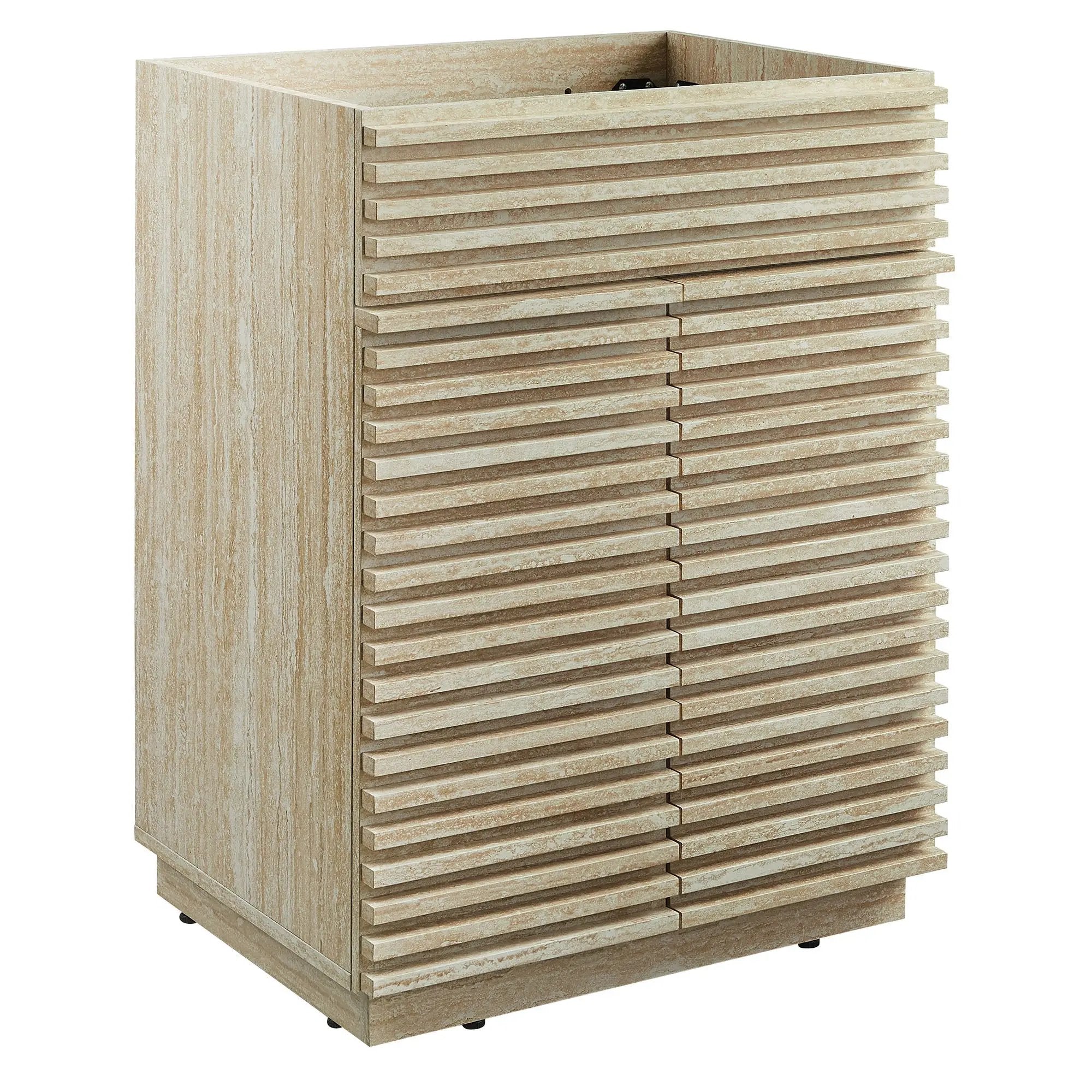 Render 24" Faux Travertine Bathroom Vanity Cabinet by HouseOfZazla