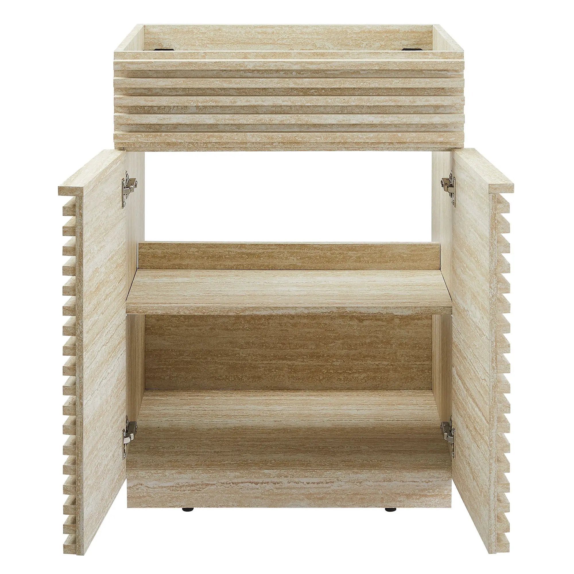 Render 24" Faux Travertine Bathroom Vanity Cabinet by HouseOfZazla