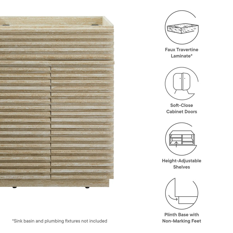 Render 24" Faux Travertine Bathroom Vanity Cabinet by HouseOfZazla