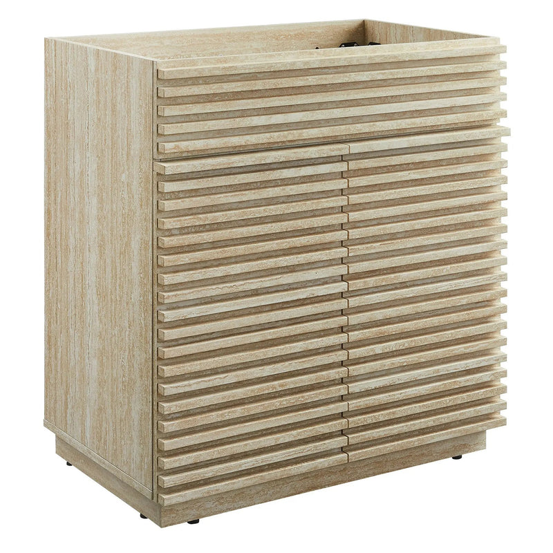 Render 30" Faux Travertine Bathroom Vanity Cabinet by HouseOfZazla