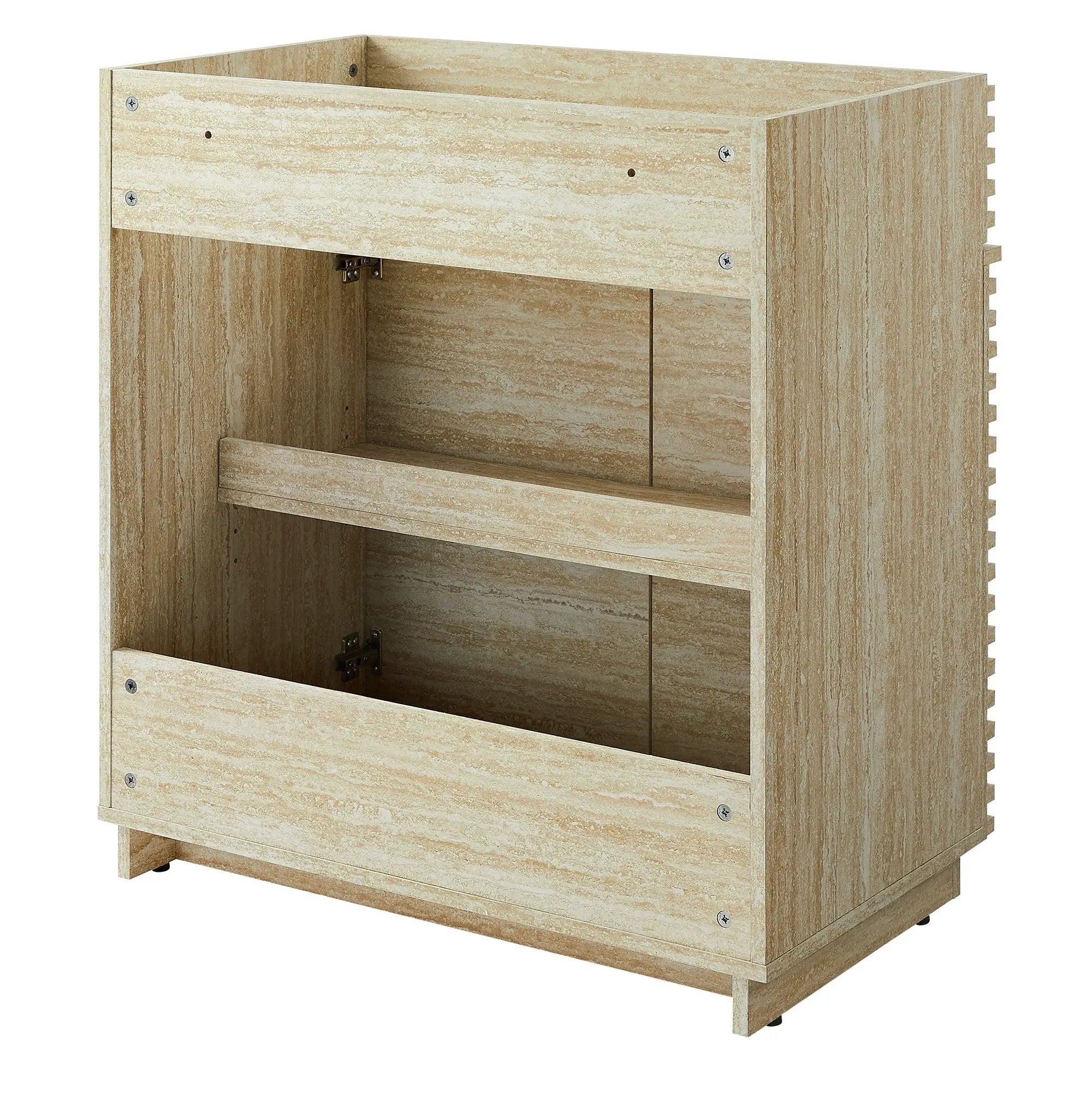 Render 30" Faux Travertine Bathroom Vanity Cabinet by HouseOfZazla