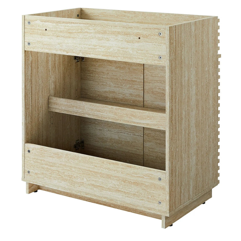 Render 30" Faux Travertine Bathroom Vanity Cabinet by HouseOfZazla