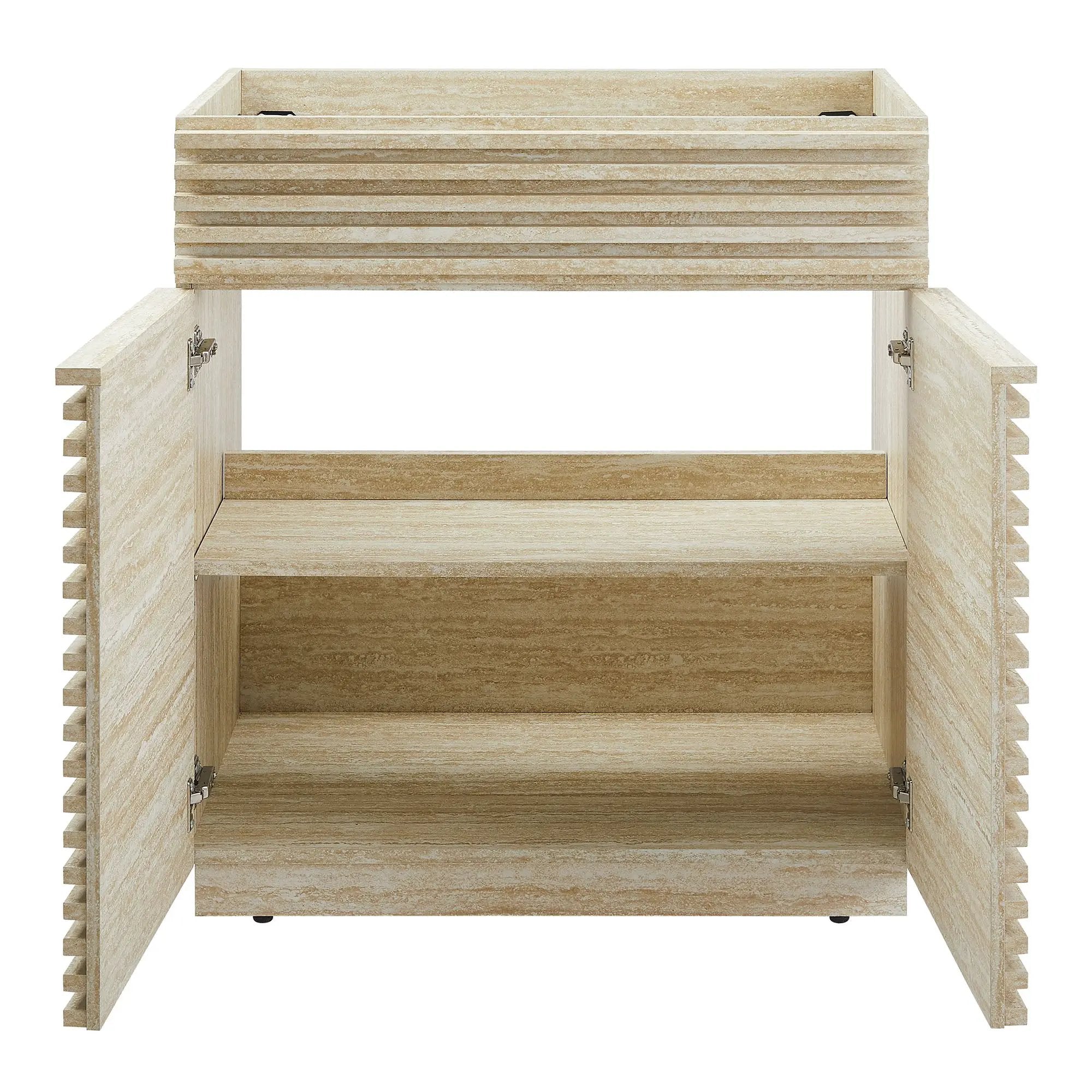 Render 30" Faux Travertine Bathroom Vanity Cabinet by HouseOfZazla
