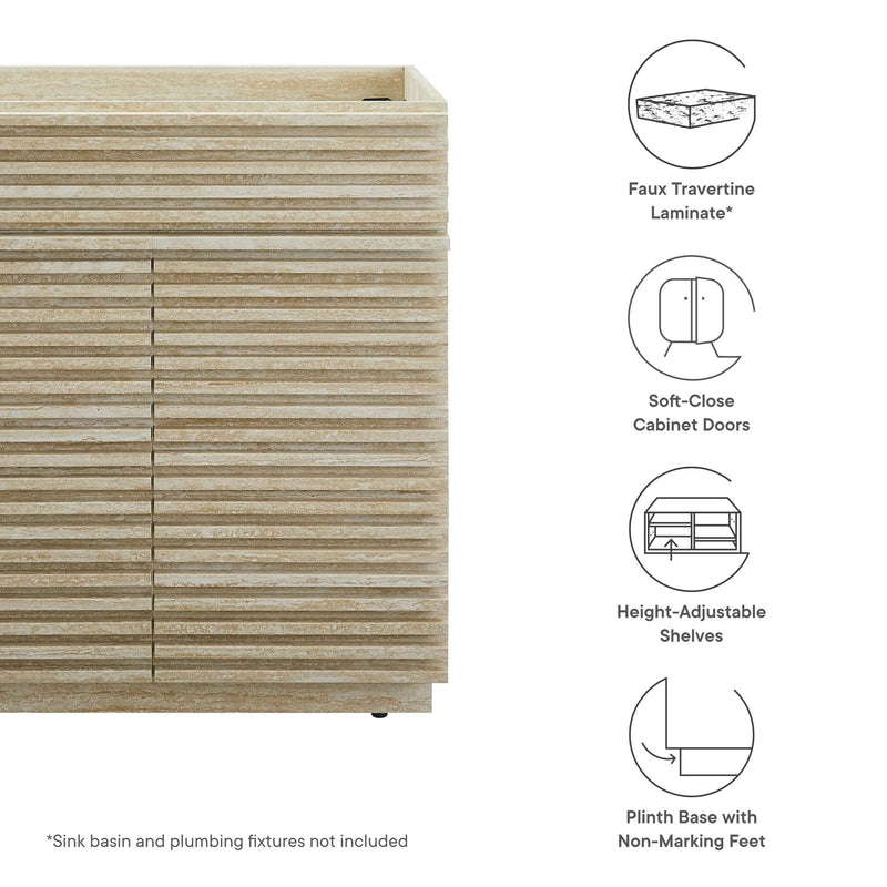 Render 30" Faux Travertine Bathroom Vanity Cabinet by HouseOfZazla