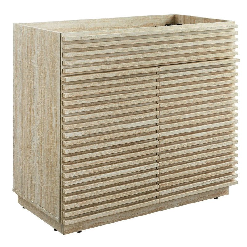 Render 36" Faux Travertine Bathroom Vanity Cabinet by HouseOfZazla
