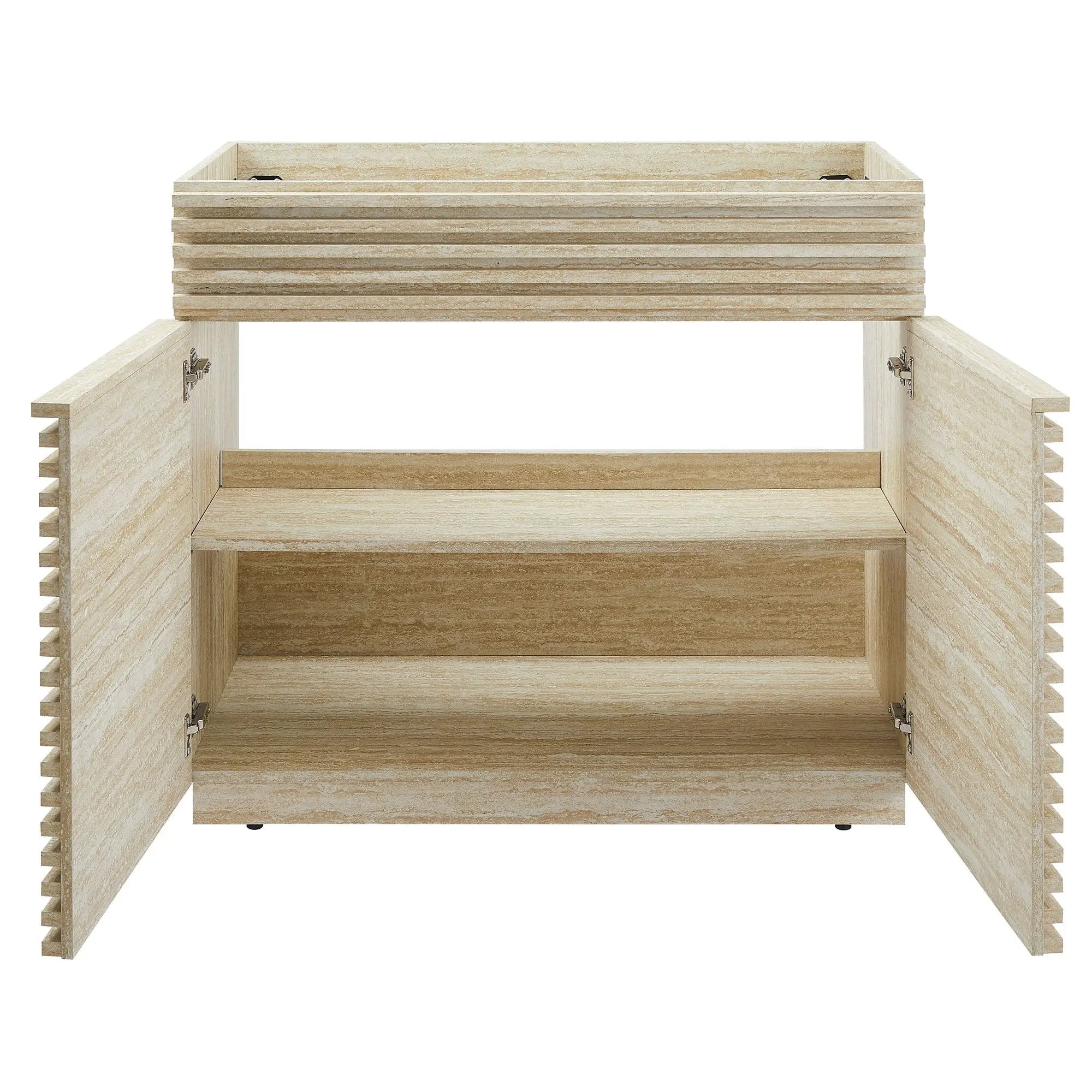 Render 36" Faux Travertine Bathroom Vanity Cabinet by HouseOfZazla