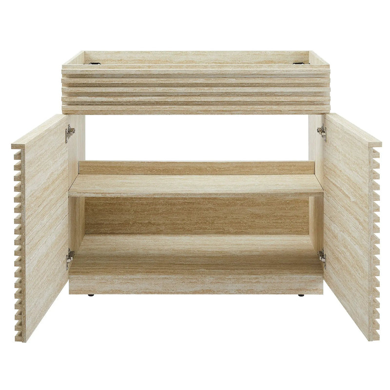 Render 36" Faux Travertine Bathroom Vanity Cabinet by HouseOfZazla