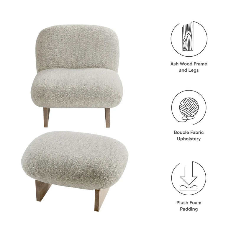 Loyal Boucle Fabric Accent Chair and Ottoman Set by Modway by HouseOfZazla