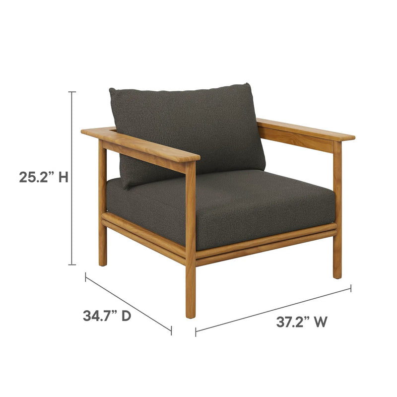 Wren Outdoor Patio Teak Wood Armchair and Ottoman Set by Modway by HouseOfZazla