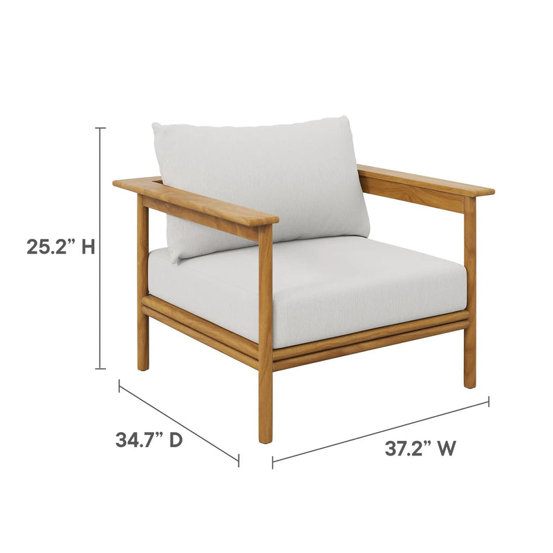 Wren Outdoor Patio Teak Wood Armchair and Ottoman Set by Modway by HouseOfZazla