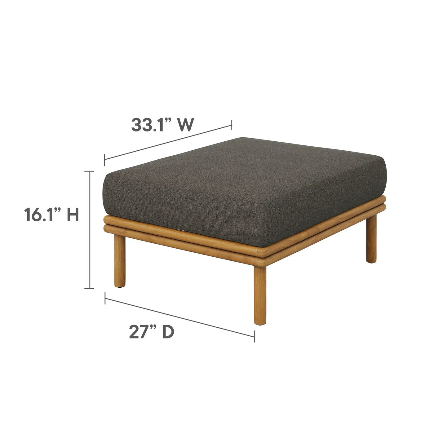 Wren Outdoor Patio Teak Wood Armchair and Ottoman Set by Modway by HouseOfZazla