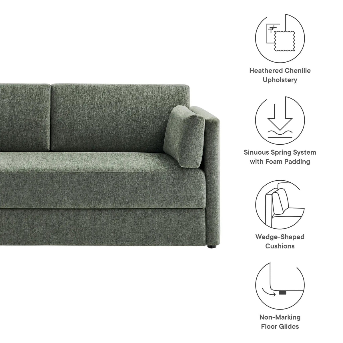 Linden Upholstered Heathered Chenille Small Sofa by HouseOfZazla