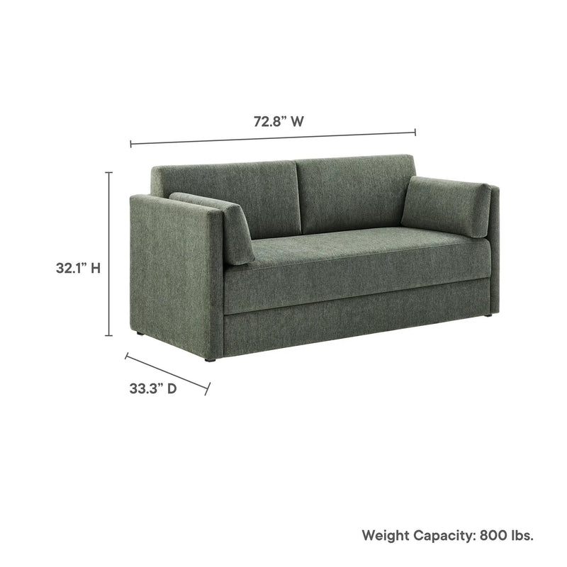 Linden Upholstered Heathered Chenille Small Sofa by HouseOfZazla