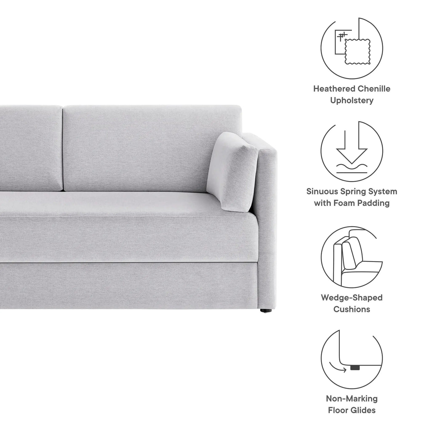 Linden Upholstered Heathered Chenille Small Sofa by HouseOfZazla