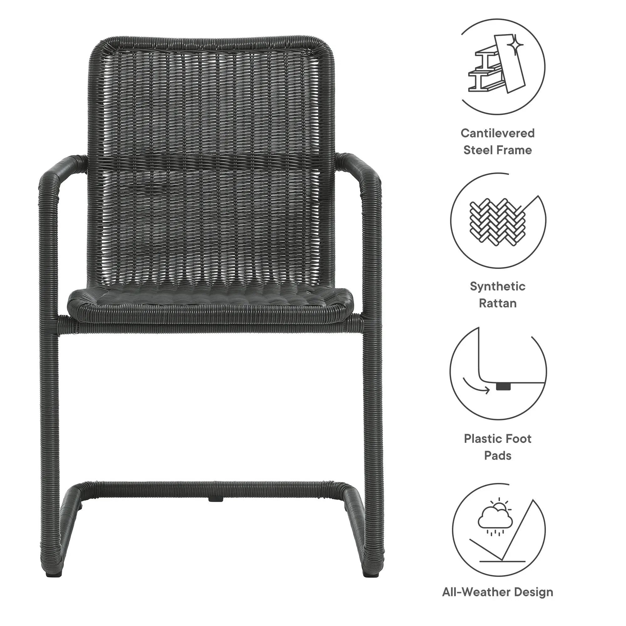 Abacus Outdoor Patio Wicker Dining Chairs Set of 2 by Modway by HouseOfZazla