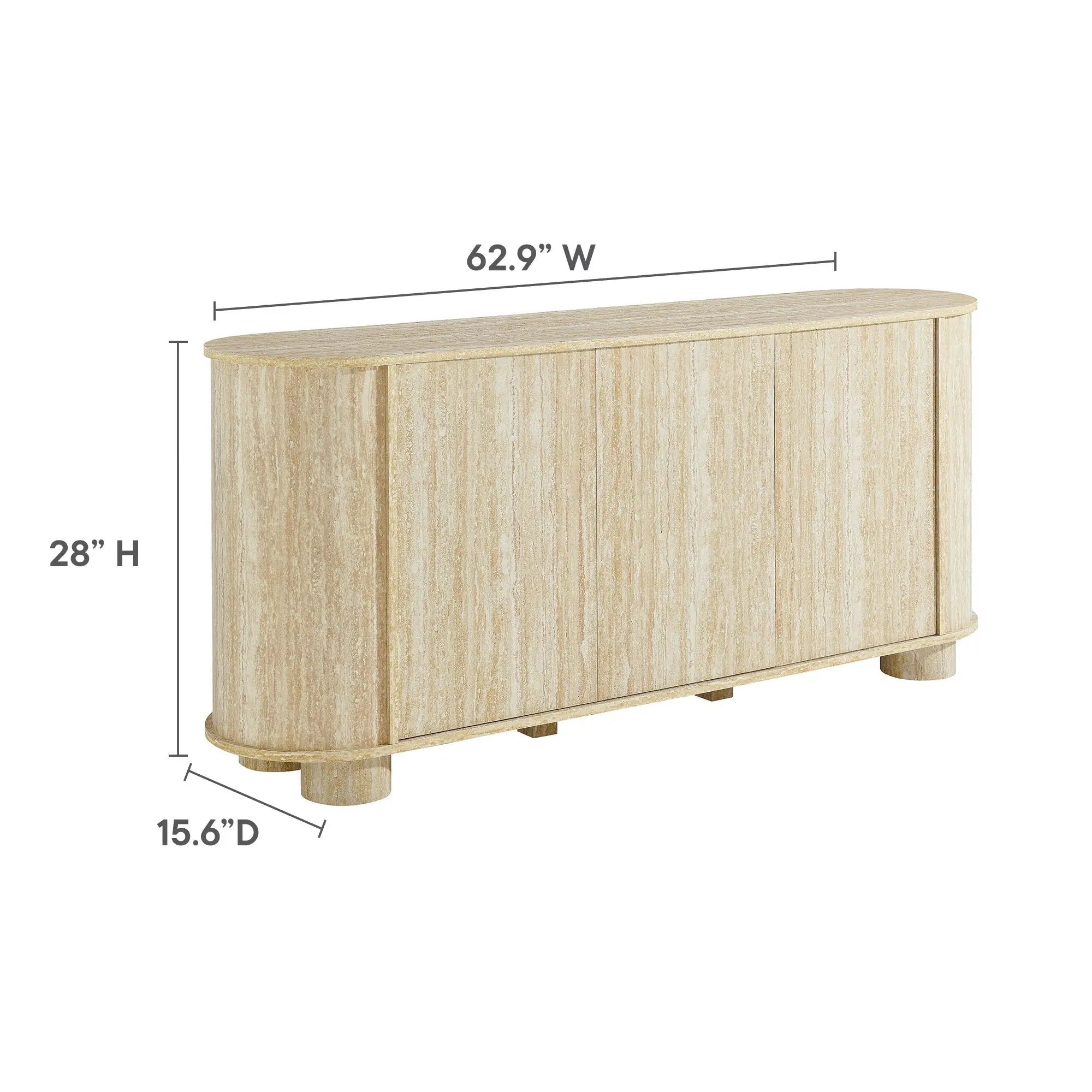 Overture 3-Door Oval Faux Travertine Sideboard by Modway by HouseOfZazla