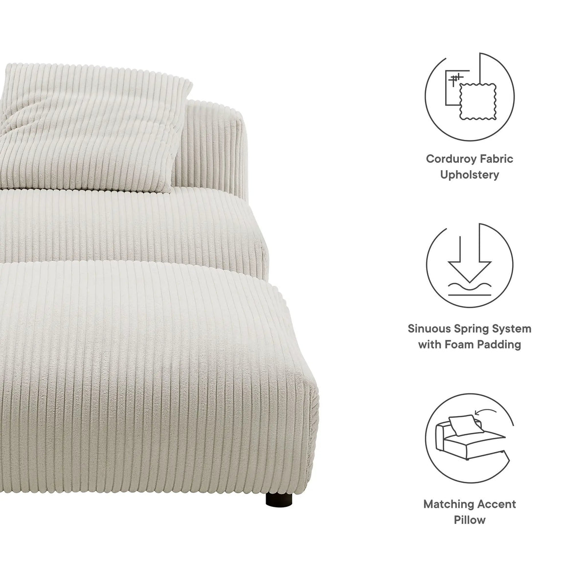 Solace Modular Corduroy Upholstered Armless Chair and Ottoman Set by Modway by HouseOfZazla