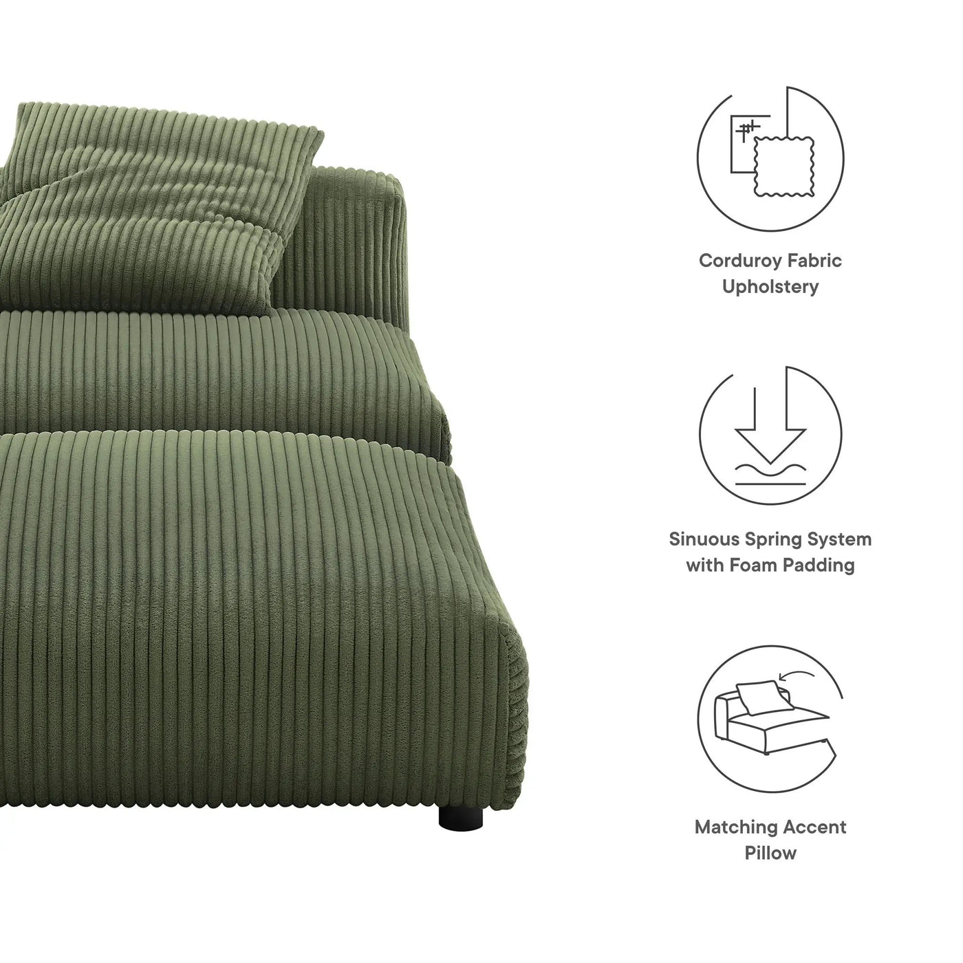 Solace Modular Corduroy Upholstered Armless Chair and Ottoman Set by Modway by HouseOfZazla