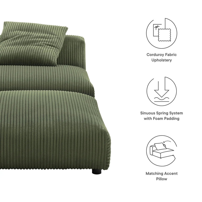 Solace Modular Corduroy Upholstered Armless Chair and Ottoman Set by Modway by HouseOfZazla