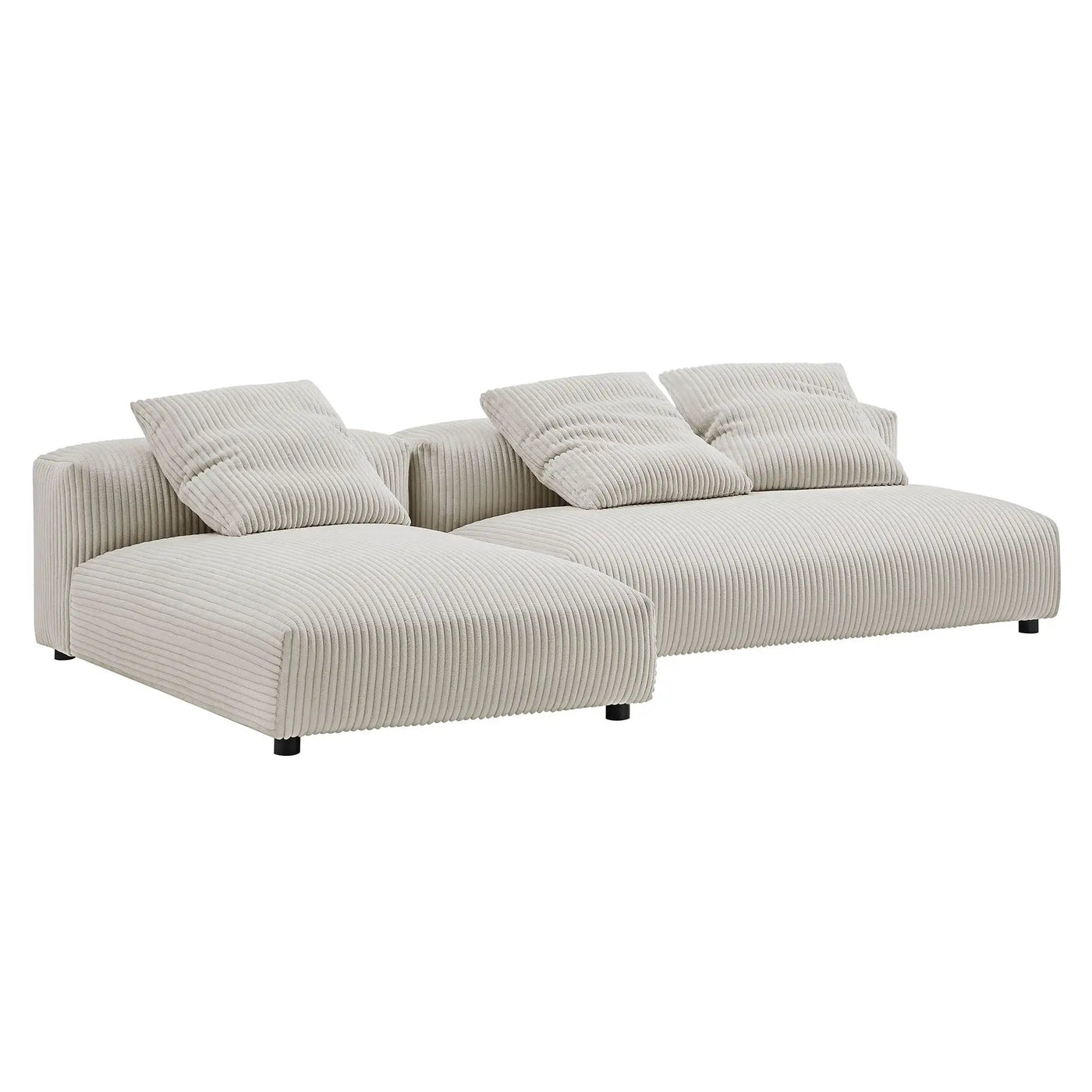 Solace 2-Piece Modular Corduroy Upholstered Sectional Sofa with Chaise by HouseOfZazla