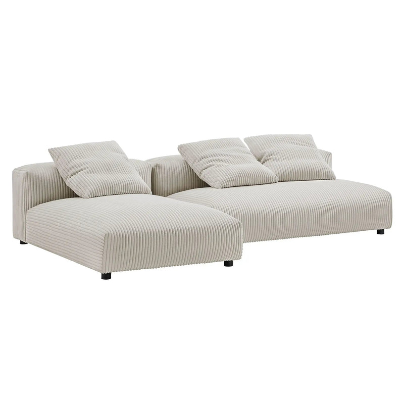 Solace 2-Piece Modular Corduroy Upholstered Sectional Sofa with Chaise by HouseOfZazla