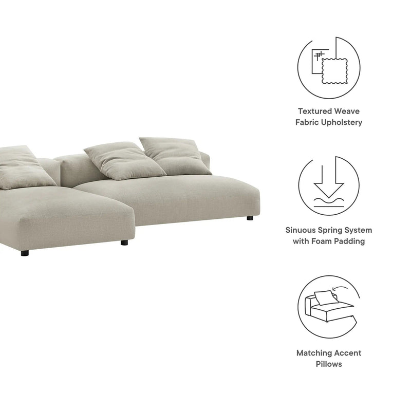 Solace 2-Piece Modular Upholstered Fabric Sectional Sofa with Chaise by Modway by HouseOfZazla