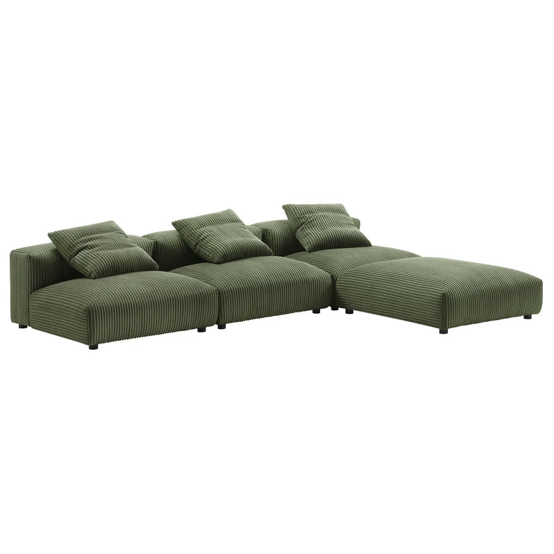 Solace 4-Piece Modular Corduroy Upholstered Sectional Sofa by Modway by HouseOfZazla