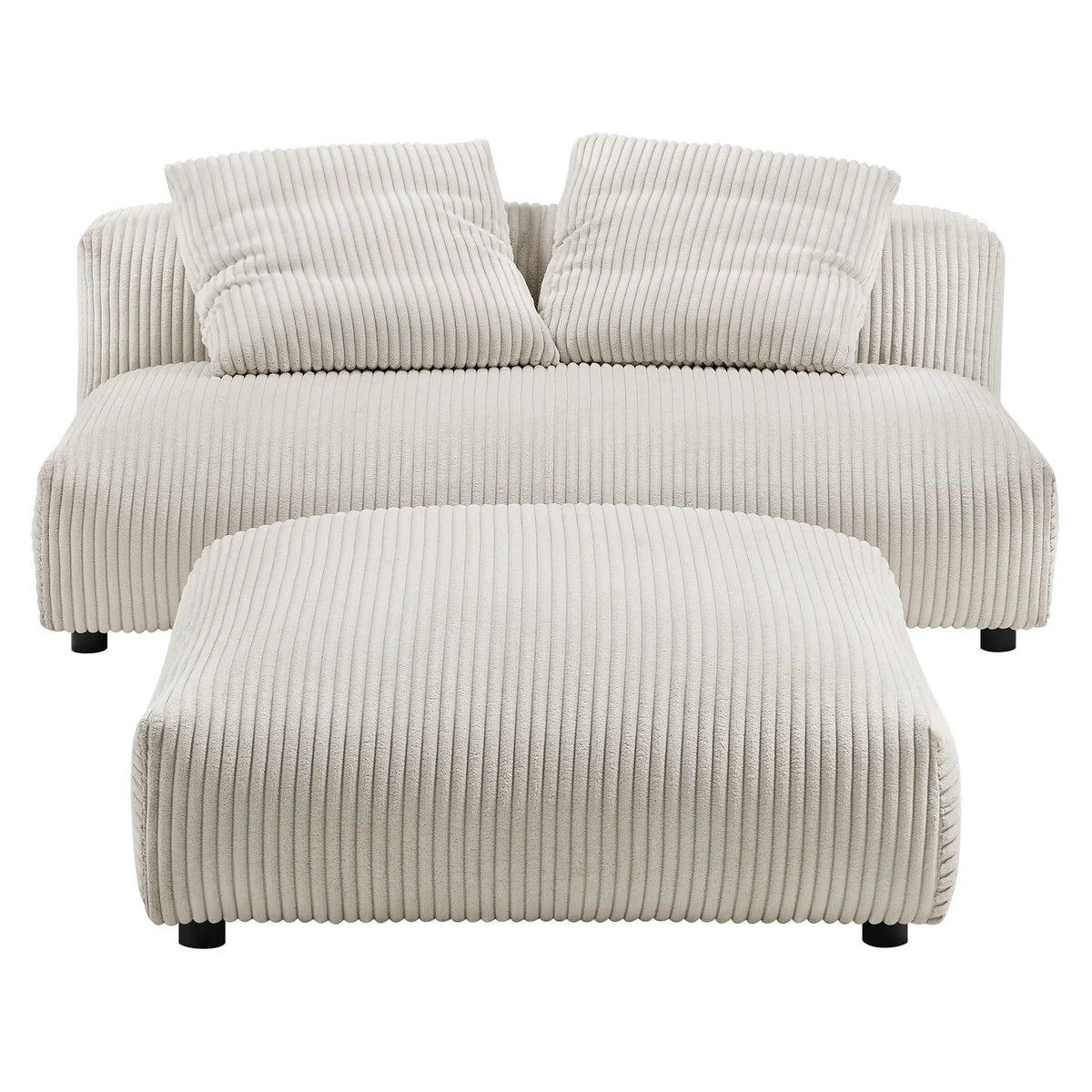 Solace Modular Corduroy Upholstered Armless Loveseat and Ottoman Set by HouseOfZazla