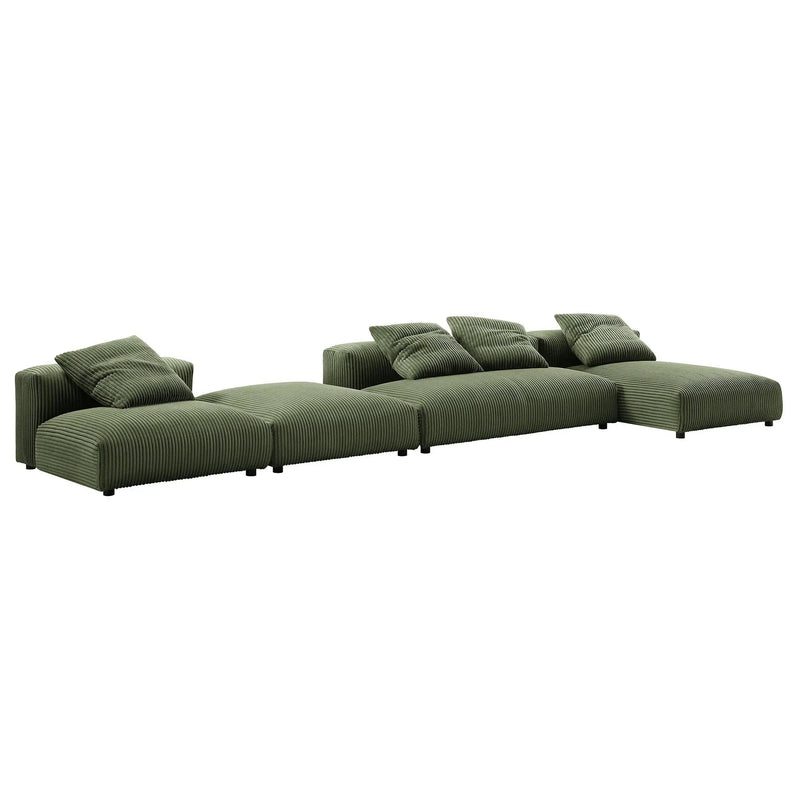 Solace 4-Piece Modular Corduroy Upholstered Sectional Sofa With Ottoman by HouseOfZazla