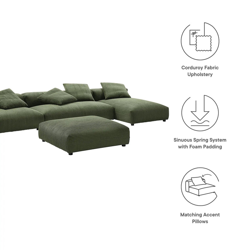Solace 4-Piece Modular Corduroy Upholstered Sectional Sofa With Ottoman by HouseOfZazla