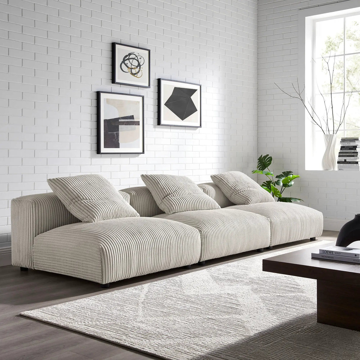 Solace 3-Piece Modular Corduroy Upholstered Sofa by Modway by HouseOfZazla