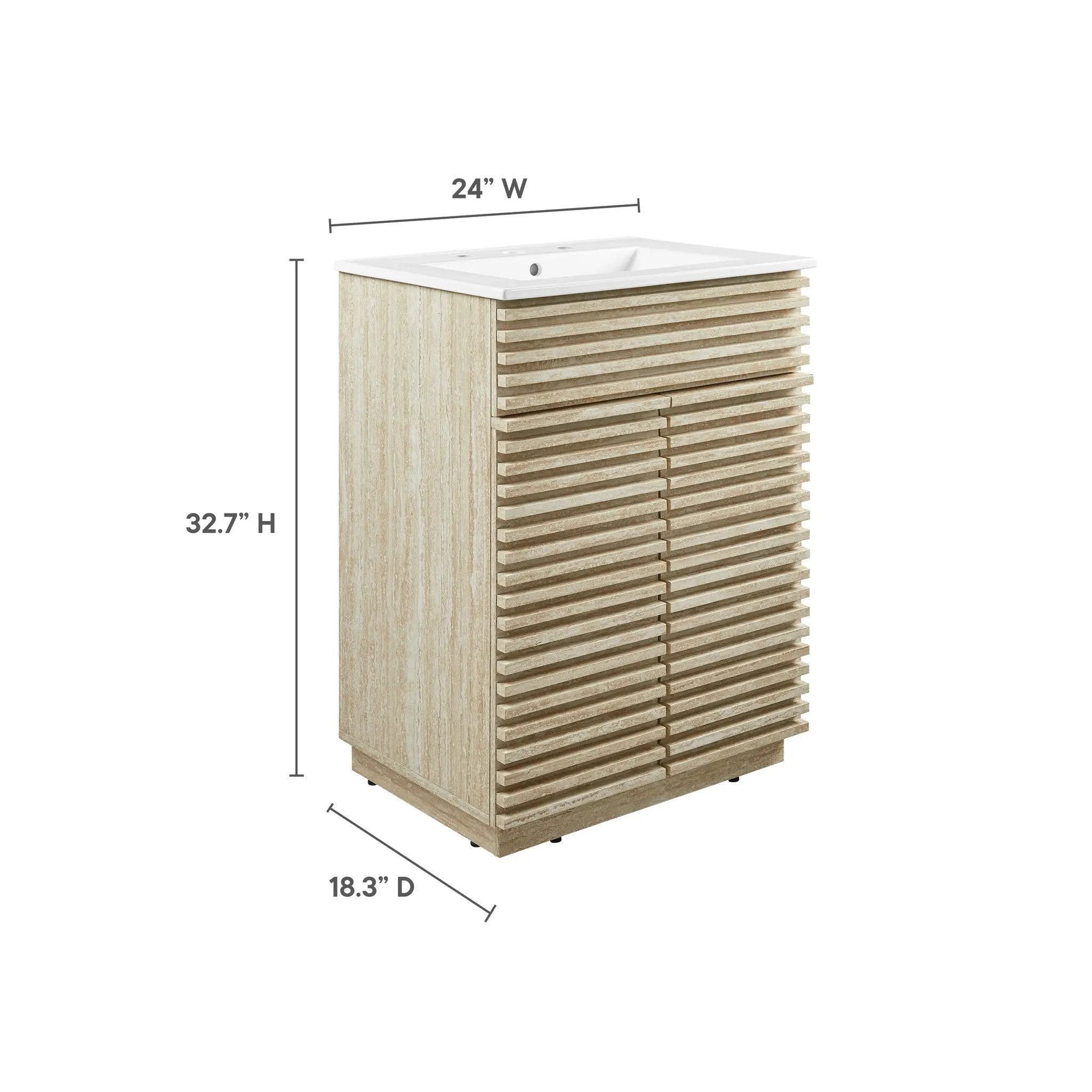 Render 24" Faux Travertine Bathroom Vanity With Sink by Modway by HouseOfZazla