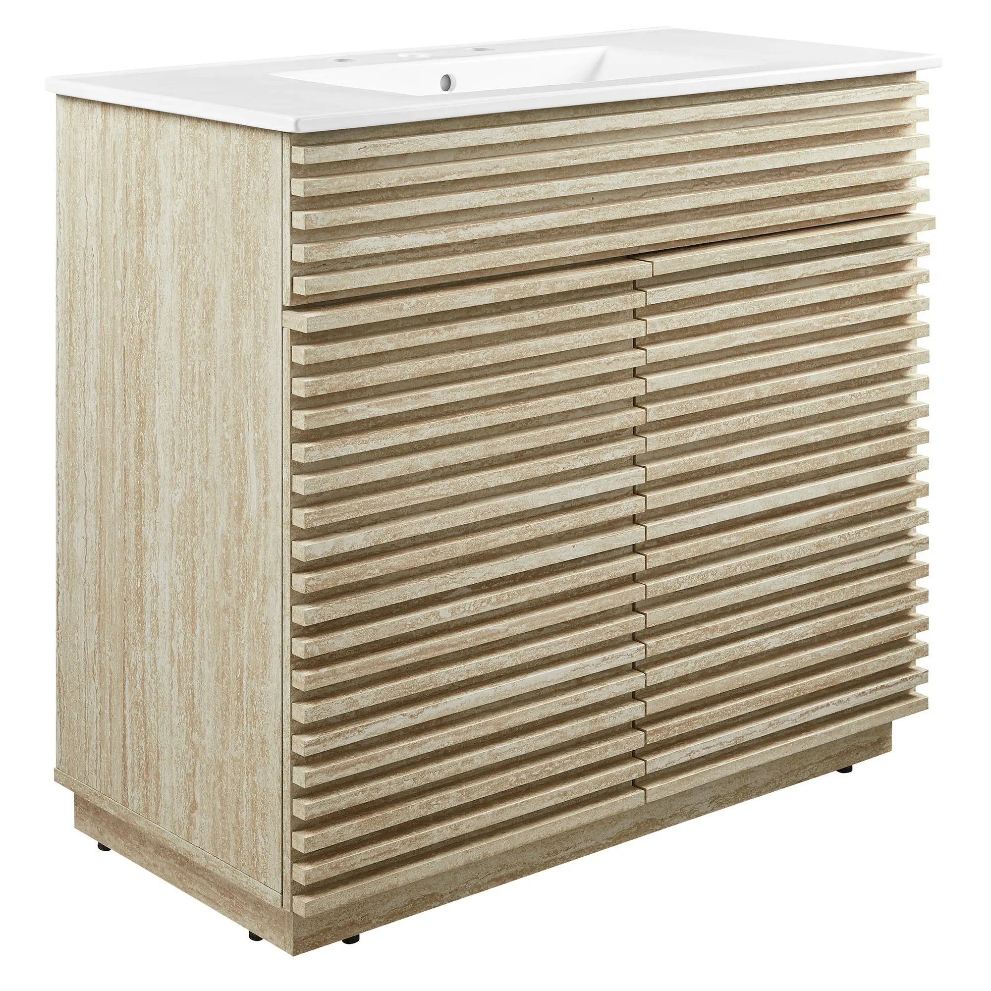 Render 36" Faux Travertine Bathroom Vanity With Sink by Modway by HouseOfZazla