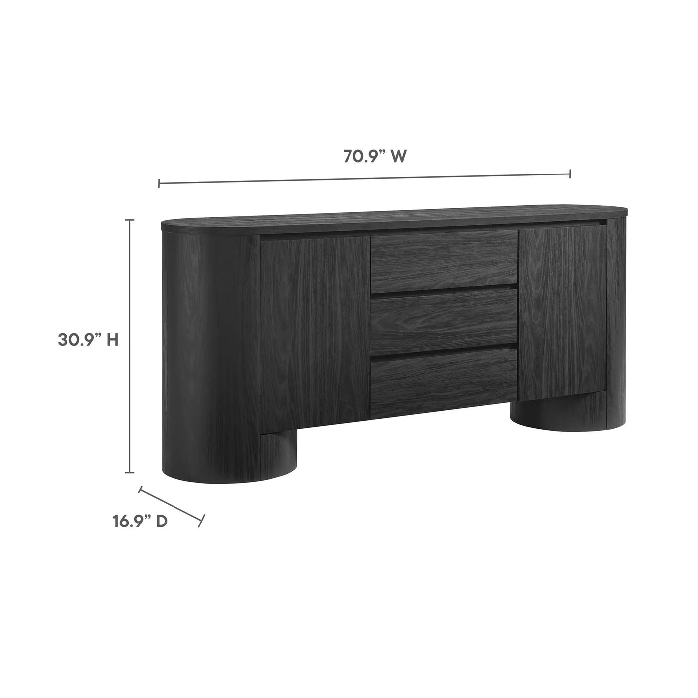 Duval 71" Rounded Sideboard Storage Cabinet by Modway by HouseOfZazla