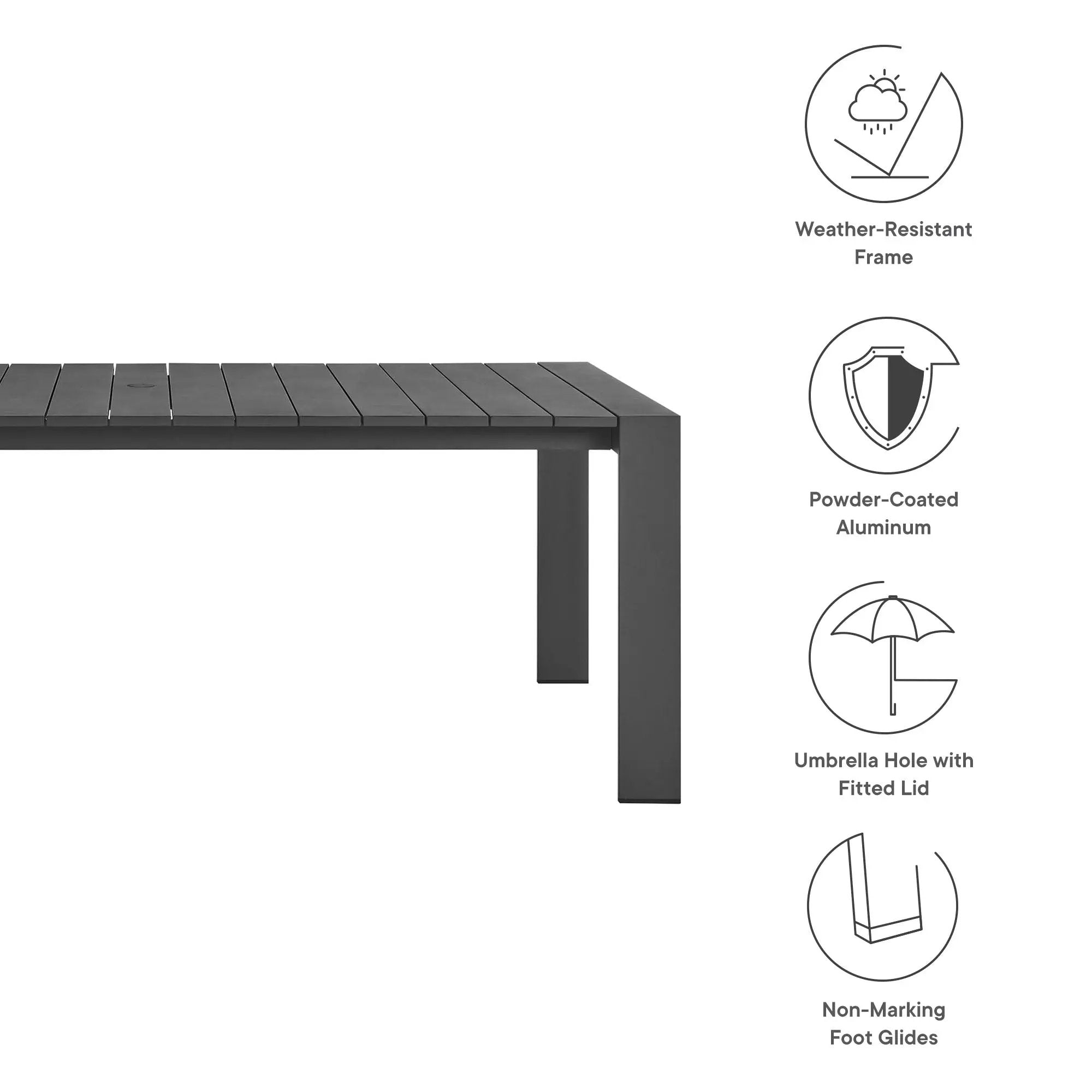 Tahoe Rectangular Outdoor Patio Aluminum Dining Table by Modway by HouseOfZazla