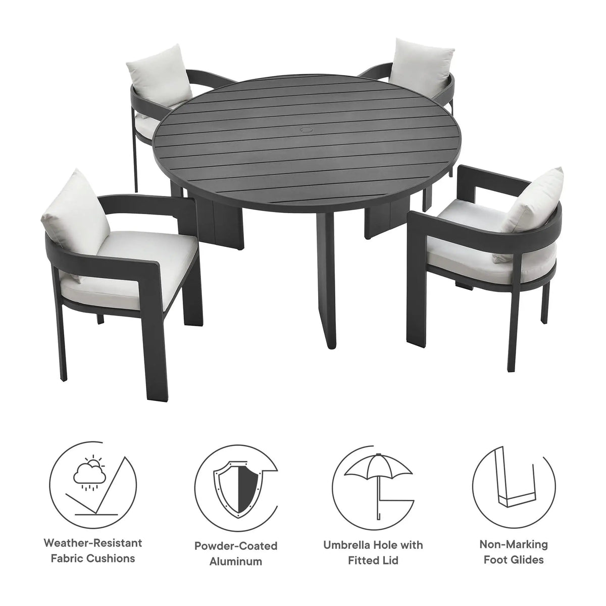 Tahoe 5-Piece Outdoor Patio Aluminum Dining Set by Modway by HouseOfZazla