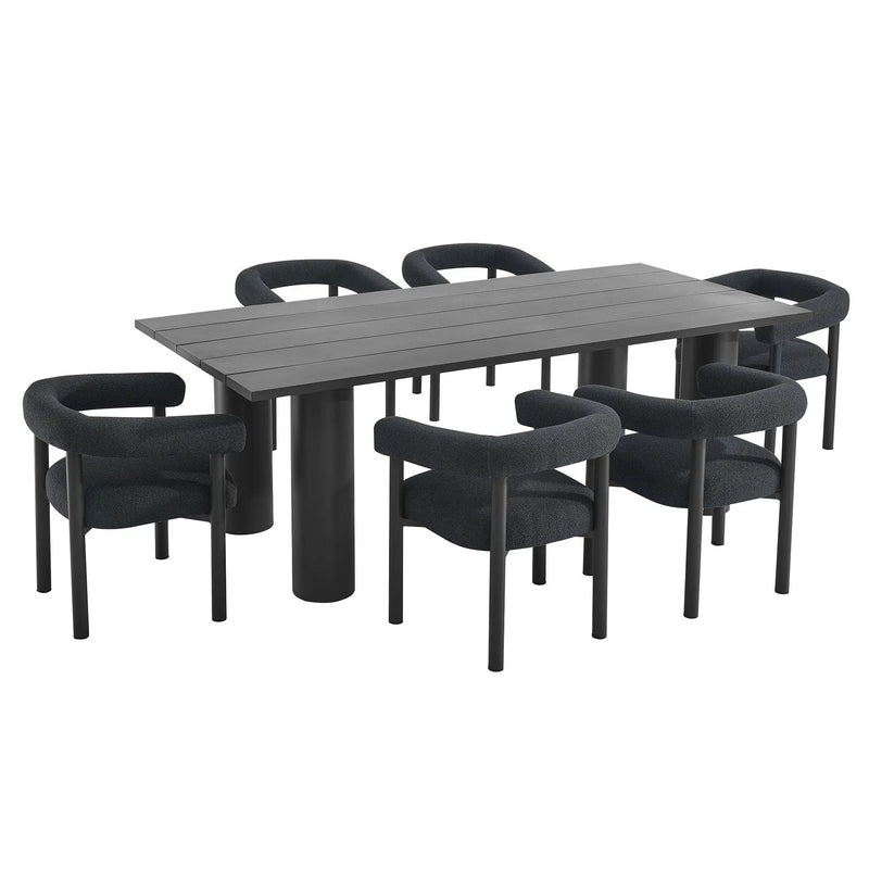 Nautica 7-Piece Rectangular Outdoor Patio Aluminum Dining Table and Chairs Set by Modway by HouseOfZazla