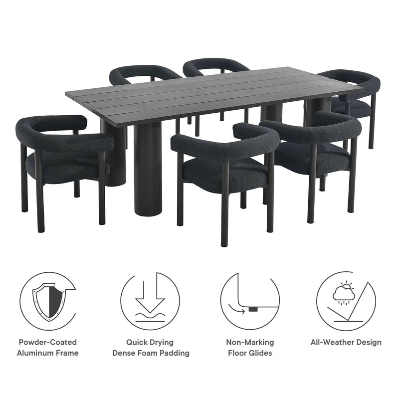 Nautica 7-Piece Rectangular Outdoor Patio Aluminum Dining Table and Chairs Set by Modway by HouseOfZazla