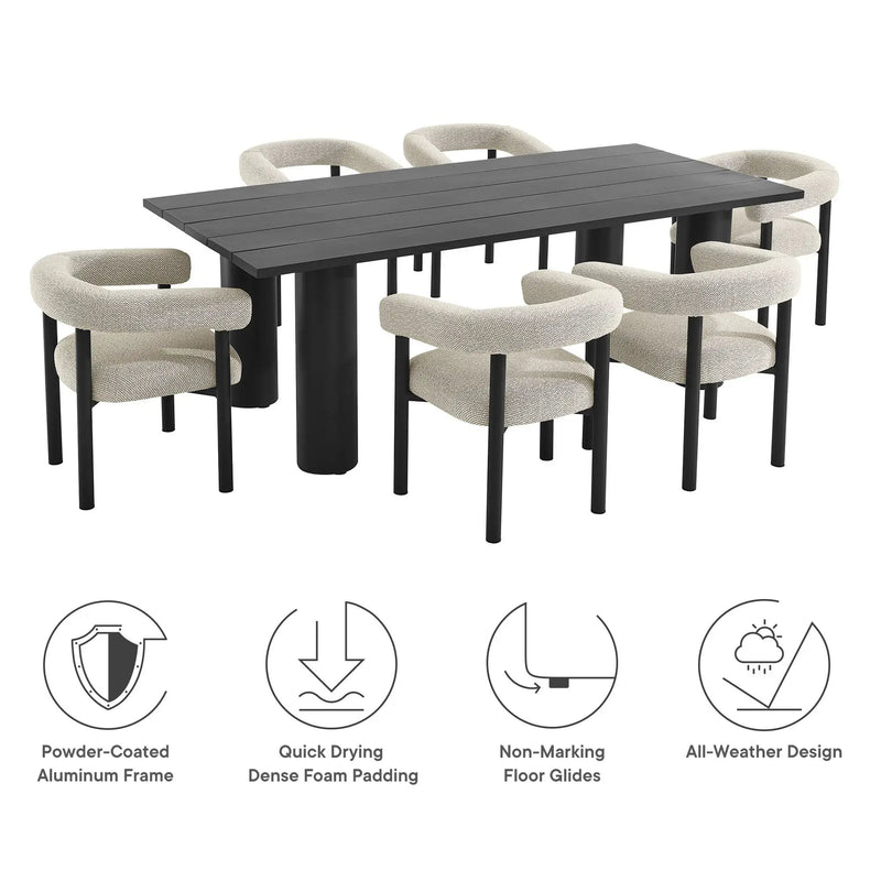 Nautica 7-Piece Rectangular Outdoor Patio Aluminum Dining Table and Chairs Set by Modway by HouseOfZazla