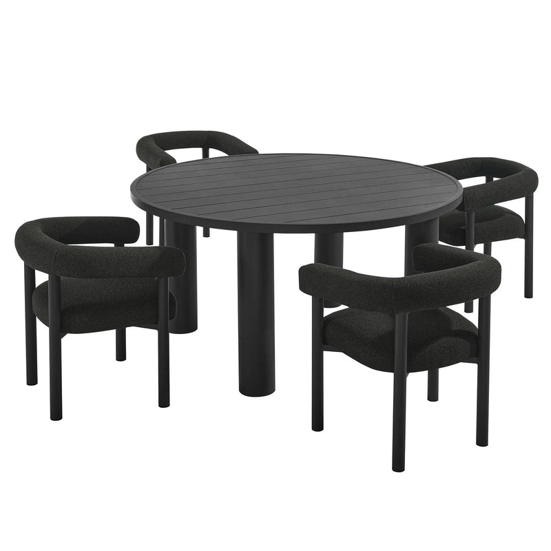 Nautica 5-Piece Round Outdoor Patio Aluminum Dining Table and Chairs Set by HouseOfZazla
