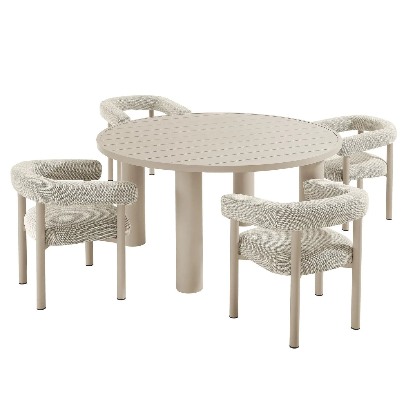 Nautica 5-Piece Round Outdoor Patio Aluminum Dining Table and Chairs Set by HouseOfZazla