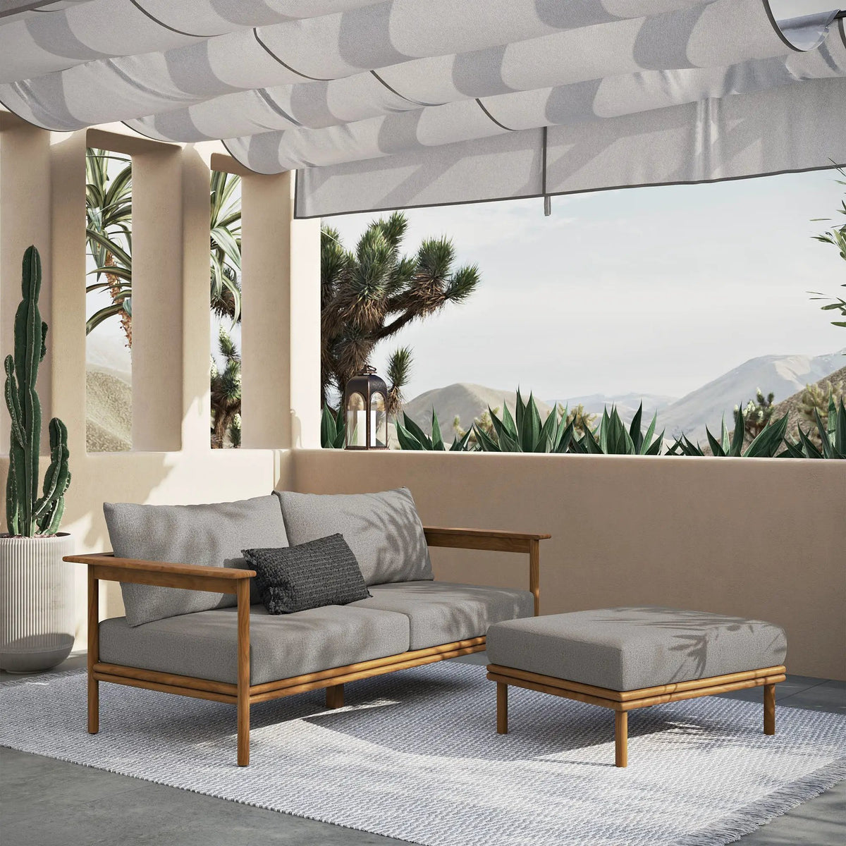 Wren 2-Piece Outdoor Patio Teak Wood Sofa and Ottoman Set by Modway by HouseOfZazla