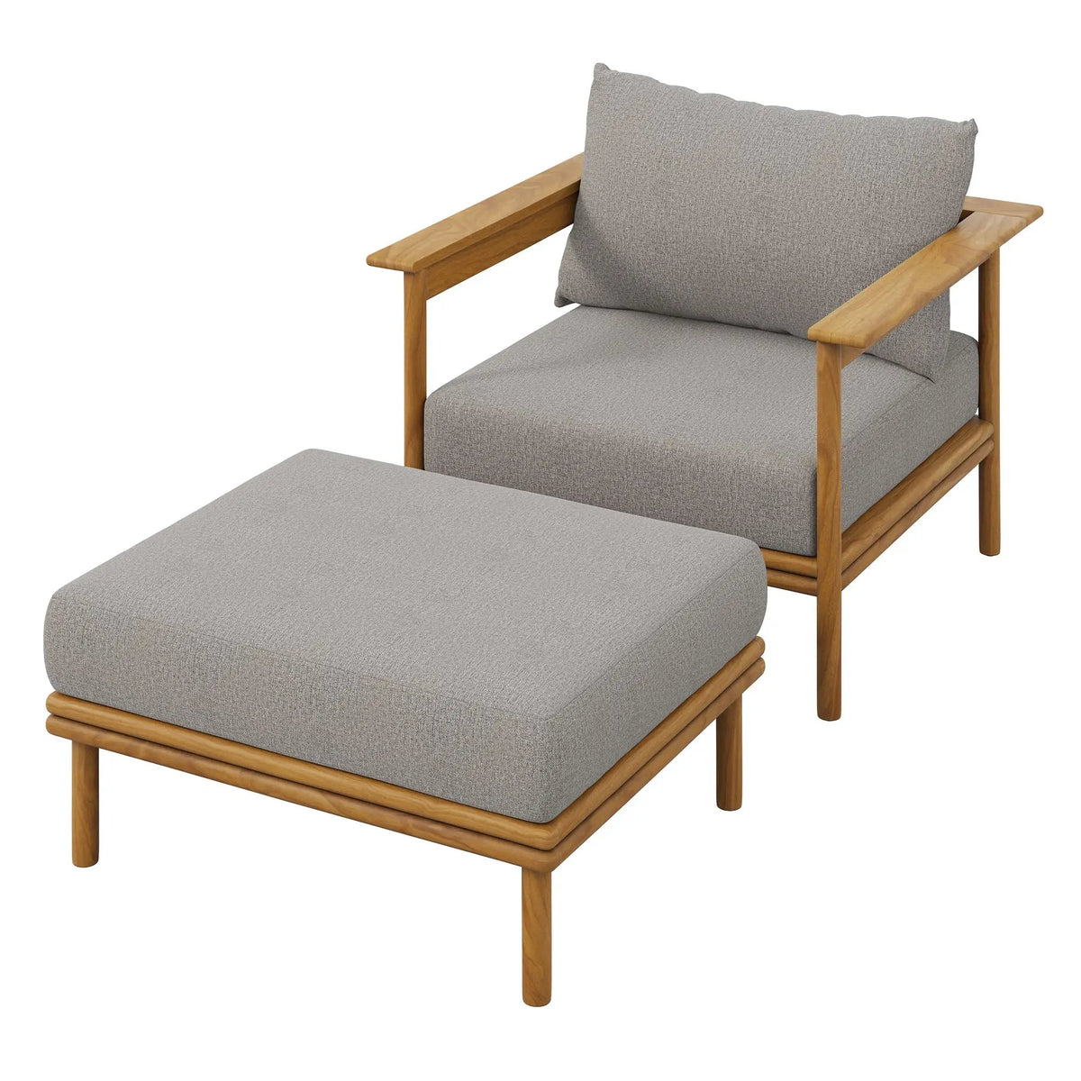 Wren Outdoor Patio Teak Wood Armchair and Ottoman Set by Modway by HouseOfZazla