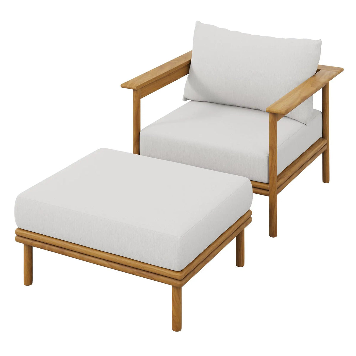 Wren Outdoor Patio Teak Wood Armchair and Ottoman Set by Modway by HouseOfZazla