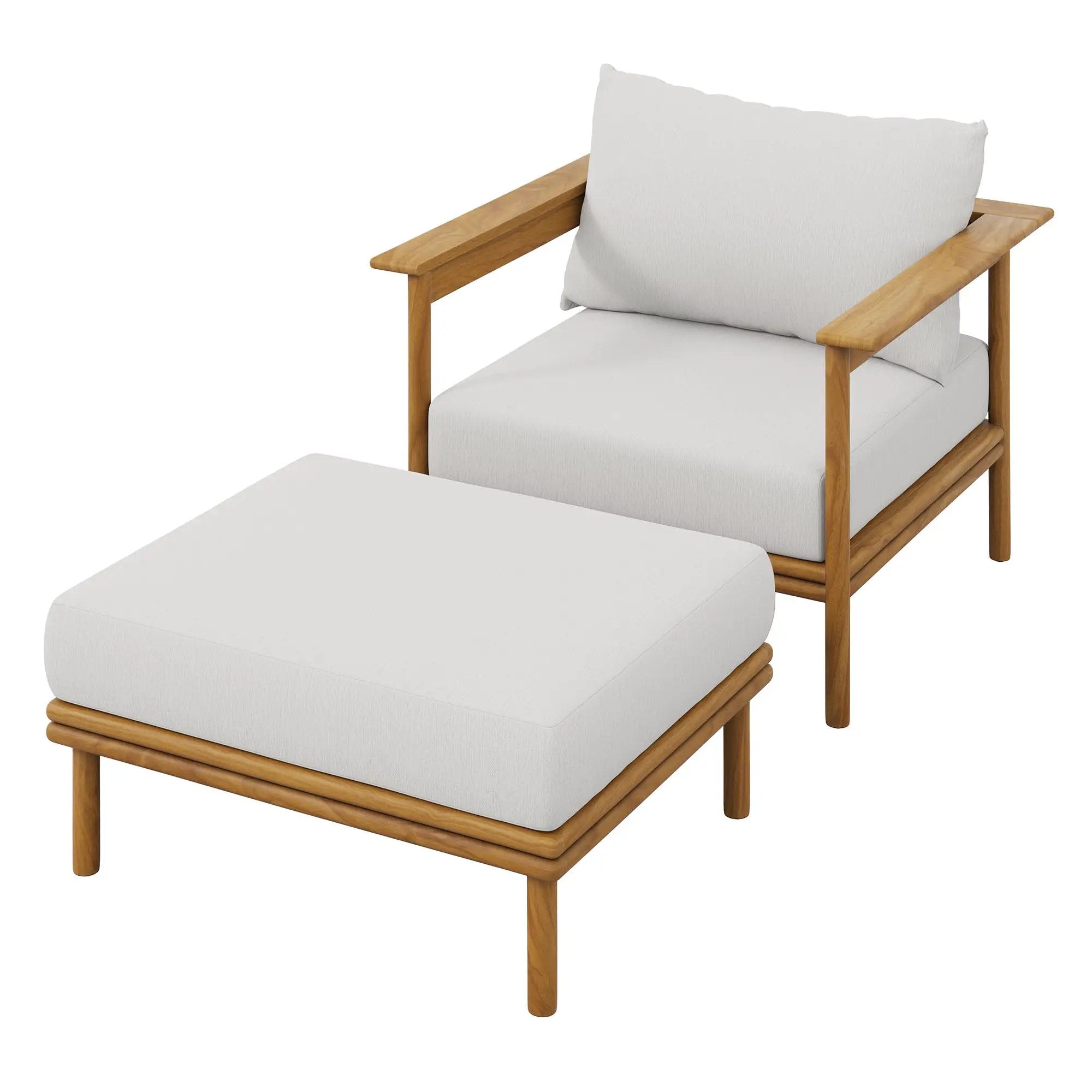 Wren Outdoor Patio Teak Wood Armchair and Ottoman Set by Modway by HouseOfZazla