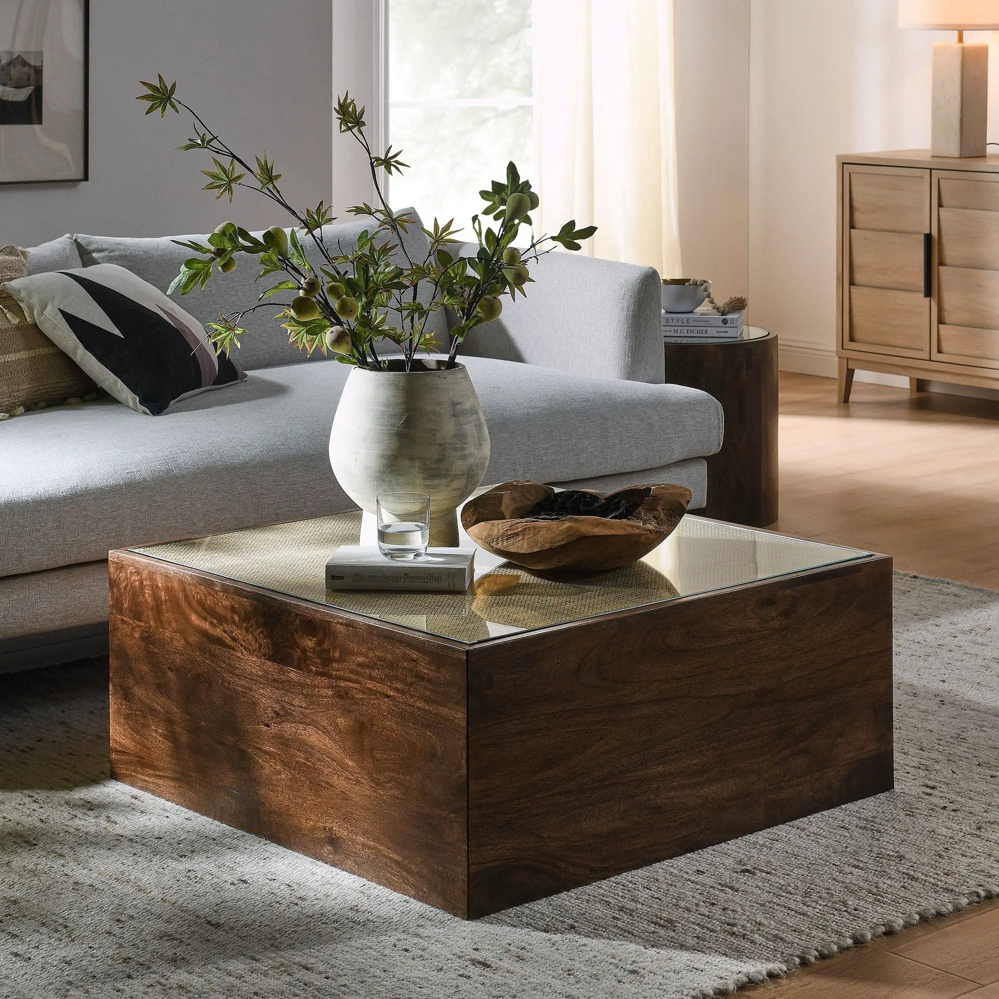 Truett Square Wood Rattan Coffee Table by Modway by HouseOfZazla