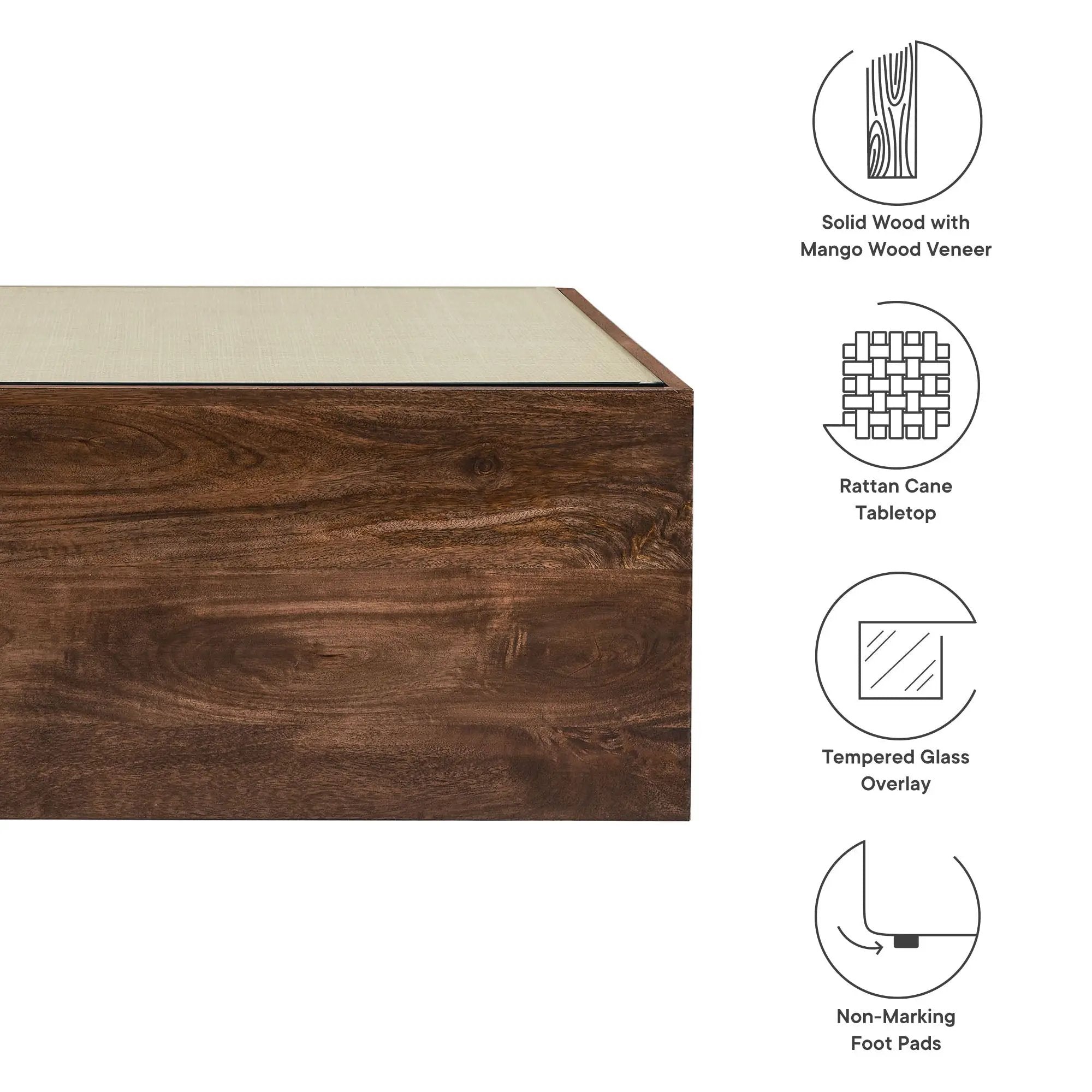 Truett Square Wood Rattan Coffee Table by Modway by HouseOfZazla